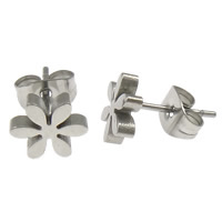 Stainless Steel Stud Earring, Flower, original color 