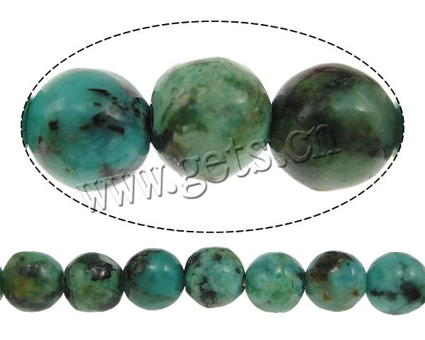 Natural African Turquoise Beads, Round, different size for choice, Grade AA, Hole:Approx 1mm, Length:Approx 15 Inch, Sold By Strand