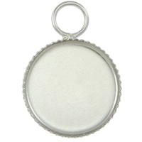 Brass Pendant Cabochon Setting, Flat Round, plated nickel & cadmium free Approx 2.5mm, Inner Approx 12mm 