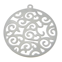 Stainless Steel Hollow Pendant, Flat Round, original color Approx 1.5mm 