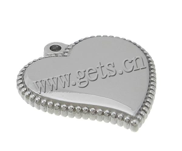 Stainless Steel Tag Charm, Heart, Customized, original color, 20x21x2.8mm, Hole:Approx 1.5mm, Sold By PC
