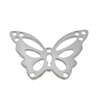 Stainless Steel Charm Connector, Butterfly, machine polished, 2/2 loop, original color Approx 1.5mm 
