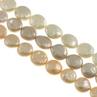 Coin Cultured Freshwater Pearl Beads, natural 13-14mm Approx 0.8mm Approx 15 Inch 