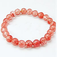 Cherry Quartz Bracelet, with Elastic Thread, Round, natural, smooth, 8mm Approx 1mm Approx 7.5 Inch, Approx 