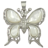 Brass Shell Pendants, with Shell, Butterfly Approx 