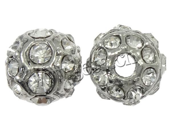 Strass Zinklegierung Perlen, mit Zinklegierung, rund, plattiert, mit Strass von Nahost, keine, frei von Blei, Grade A, 10mm, verkauft von PC