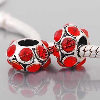 Rhinestone Zinc Alloy European Beads, Rondelle, plated, with rhinestone, more colors for choice, 6x10mm, Sold By PC