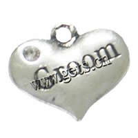 Zinc Alloy Heart Pendants, plated, with letter pattern & with rhinestone nickel, lead & cadmium free Approx 