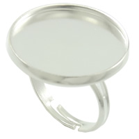 Brass Bezel Ring Base, Flat Round, plated, adjustable 22mm, Inner Approx 20mm, US Ring .5 