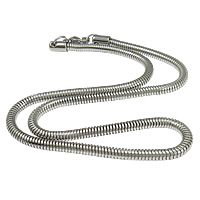Мода нержавеющей стали ожерелье цепь, Нержавеющая сталь 304, с застежкой омар & змея цепи, оригинальный цвет, 4mm, длина:Приблизительно 18 дюймовый, продается Strand