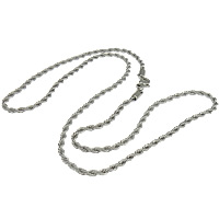 304 Stainless Steel Necklace Chain, with lobster clasp & rope chain, original color, cadmium free, 3mm Approx 24 Inch 