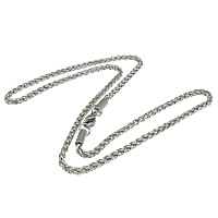 304 Stainless Steel Necklace Chain, wheat chain & with lobster clasp, original color, cadmium free, 3mm Approx 19 Inch 