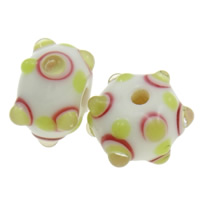 Refined Lampwork Beads, Rondelle, with flower pattern & bumpy Approx 3mm 