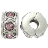 Zinc Alloy European Clip, Rondelle, plated, with rhinestone Approx 3.5mm 