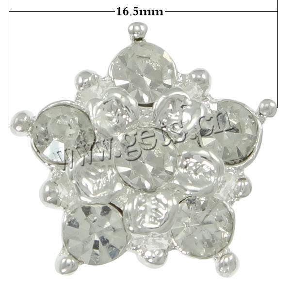 Rhinestone Spacer Bar, with Zinc Alloy, Flower, plated, plating thickness more than 3μm & with Mideast rhinestone & 2-strand, more colors for choice, lead & nickel free, 16.5x16.5x5.5mm, Hole:Approx 1mm, Sold By PC