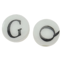 Porcelain Alphabet Beads, Flat Round, printing & with letter pattern, white Approx 2mm 
