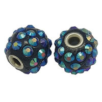 Indonesia Jewelry Beads, with Brass, Drum, platinum color plated, with rhinestone Approx 4mm 