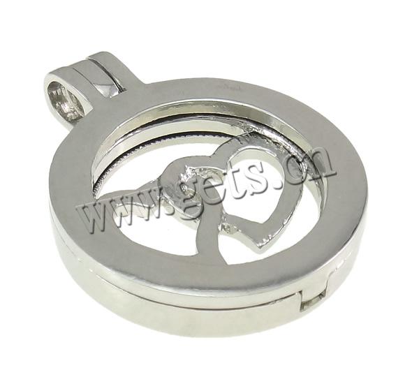 alliage de zinc Locket Flottant, Plat rond, Placage, Personnalisé & avec strass, plus de couleurs à choisir, protéger l'environnement, sans nickel, plomb et cadmium, 28x36x6mm, Trou:Environ 4x6mm, Vendu par PC