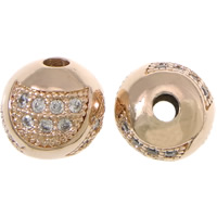 Cubic Zirconia Micro Pave Brass Beads, Round, plated, micro pave cubic zirconia 9mm Approx 2mm 