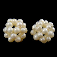 Ball Cluster Cultured Pearl Beads, Freshwater Pearl, Round, handmade 4-5mm 