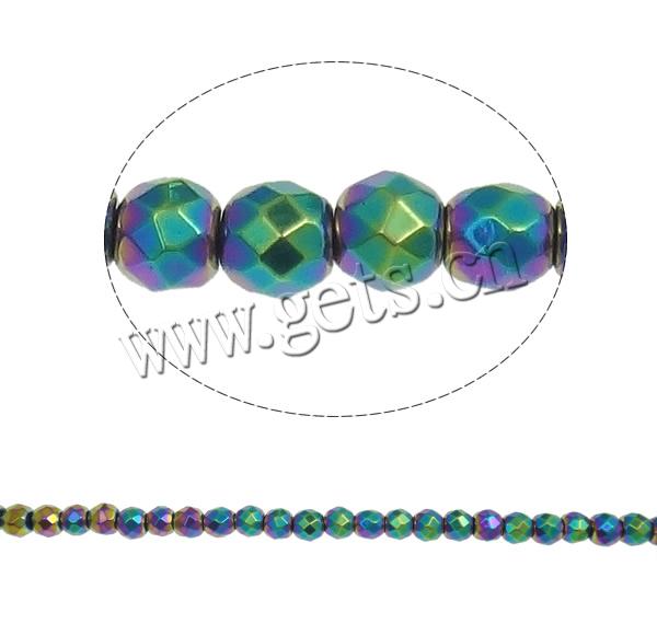 Non Magnetic Hematite Beads, Round, plated, Customized & faceted, more colors for choice, Hole:Approx 1mm, Length:Approx 15.7 Inch, Sold By Strand