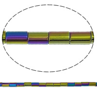 Hematita no magnética Abalorio, Tubo, chapado, más colores para la opción, agujero:aproximado 1mm, longitud:aproximado 15.7 Inch, Vendido por Sarta