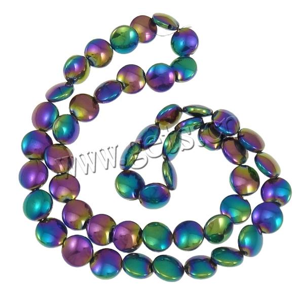 Non Magnetic Hematite Beads, Flat Round, plated, more colors for choice, Hole:Approx 1mm, Length:Approx 15.7 Inch, Sold By Strand