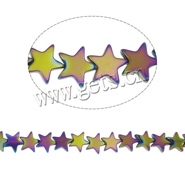 Hematita no magnética Abalorio, Estrella, chapado, más colores para la opción, agujero:aproximado 1mm, longitud:aproximado 15.7 Inch, Vendido por Sarta