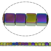 Hematita no magnética Abalorio, Cúbico, chapado, más colores para la opción, agujero:aproximado 1mm, longitud:aproximado 15.7 Inch, Vendido por Sarta