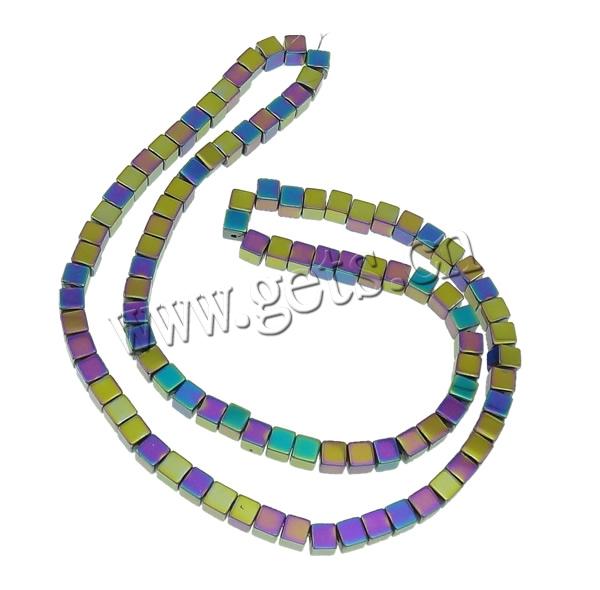 Non Magnetic Hematite Beads, Cube, plated, more colors for choice, Hole:Approx 1mm, Length:Approx 15.7 Inch, Sold By Strand