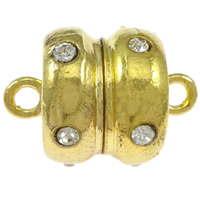 Brass Magnetic Clasp, Rondelle, plated, with rhinestone & single-strand Approx 2mm 