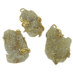 Natural Quartz Druzy Pendants, Citrine, with Brass, Nuggets, gold color plated, November Birthstone, nickel, lead & cadmium free, 20-26mm Approx 3mm 