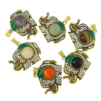 Gemstone Brass Pendants, with Gemstone, gold color plated, enamel & with rhinestone & mixed, lead & nickel free Approx 