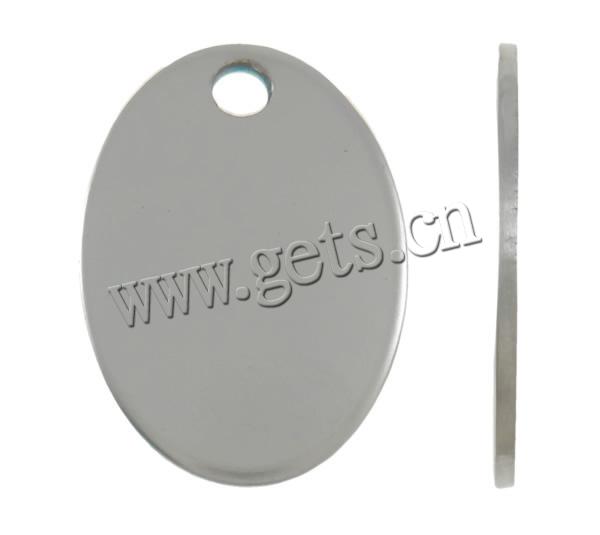 Stainless Steel Tag Charm, Flat Oval, more sizes for choice, original color, Hole:Approx 3mm, Sold By PC