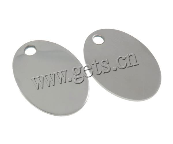 Tag en acier inoxydable, ovale plat, multiple tailles pour le choix, couleur originale, Trou:Environ 3mm, Vendu par PC