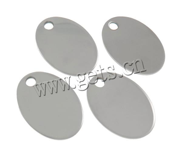 Tag en acier inoxydable, ovale plat, multiple tailles pour le choix, couleur originale, Trou:Environ 3mm, Vendu par PC