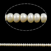 Пресноводные Жемчужные Бусины , Пресноводные жемчуги, В форме кнопки, натуральный, белый, 6-7mm, отверстие:Приблизительно 0.8mm, длина:15 дюймовый, продается Strand