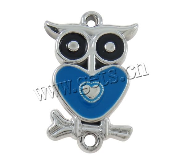 Enamel Acrylic Connector, Owl, UV plating, 1/1 loop, more colors for choice, 23x33x4mm, Hole:Approx 2mm, Sold By PC