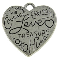 Zinc Alloy Heart Pendants, plated, with letter pattern Approx 2.5mm, Approx 