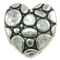 Zinklegierung Herz Perlen, plattiert, keine, frei von Kadmium, 11x10x3mm, Bohrung:ca. 1mm, ca. 800PCs/kg, verkauft von kg