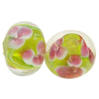 Refined Lampwork Beads, Rondelle, with flower pattern Approx 2.5mm 