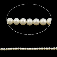 Perles de nacre rondes de culture d'eau douce, perle d'eau douce cultivée, naturel, blanc, grade A, 4-5mm Environ 0.8mm pouce, Vendu par brin