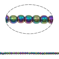 Hematita no magnética Abalorio, Esférico, chapado, diverso tamaño para la opción, colores del arco iris, agujero:aproximado 0.8-1.7mm, longitud:aproximado 16 Inch, Vendido por Sarta