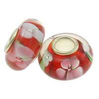 Silver Plated Single Core Lampwork European Beads, Rondelle, cupronickel single core without troll Approx 4.5mm 
