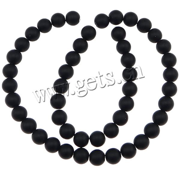 Black Stone Bead, Glass Gemstone, with Glass Gemstone, Round, synthetic, frosted, black, Length:Approx 15 Inch, Sold By Strand