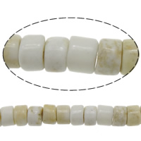 Synthetische Türkis Perlen, Rondell, weiß, 3.5x4.5x3.5mm, Bohrung:ca. 0.8mm, Länge:ca. 14 ZollInch, 122PCs/Strang, verkauft von Strang