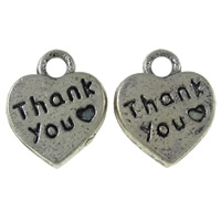 Zinc Alloy Heart Pendants, word thank you, plated, with letter pattern Approx 1.5mm, Approx 