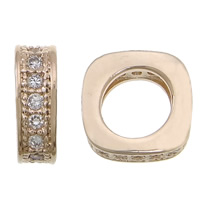 Cubic Zirconia Micro Pave Brass European Bead, Square, plated, micro pave cubic zirconia & without troll Approx 5mm 