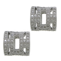 Cubic Zirconia Micro Pave Brass Beads, Column, plated, micro pave cubic zirconia & large hole & hollow Approx 7mm 