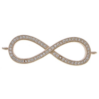 Cubic Zirconia Micro Pave Brass Connector, Infinity, plated, micro pave cubic zirconia & 1/1 loop Approx 1.5mm 